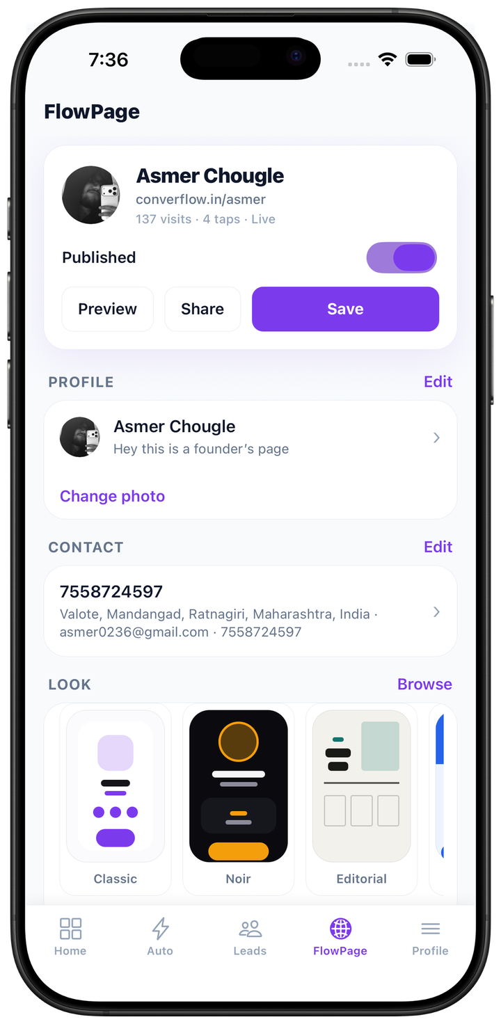 FlowPage editor