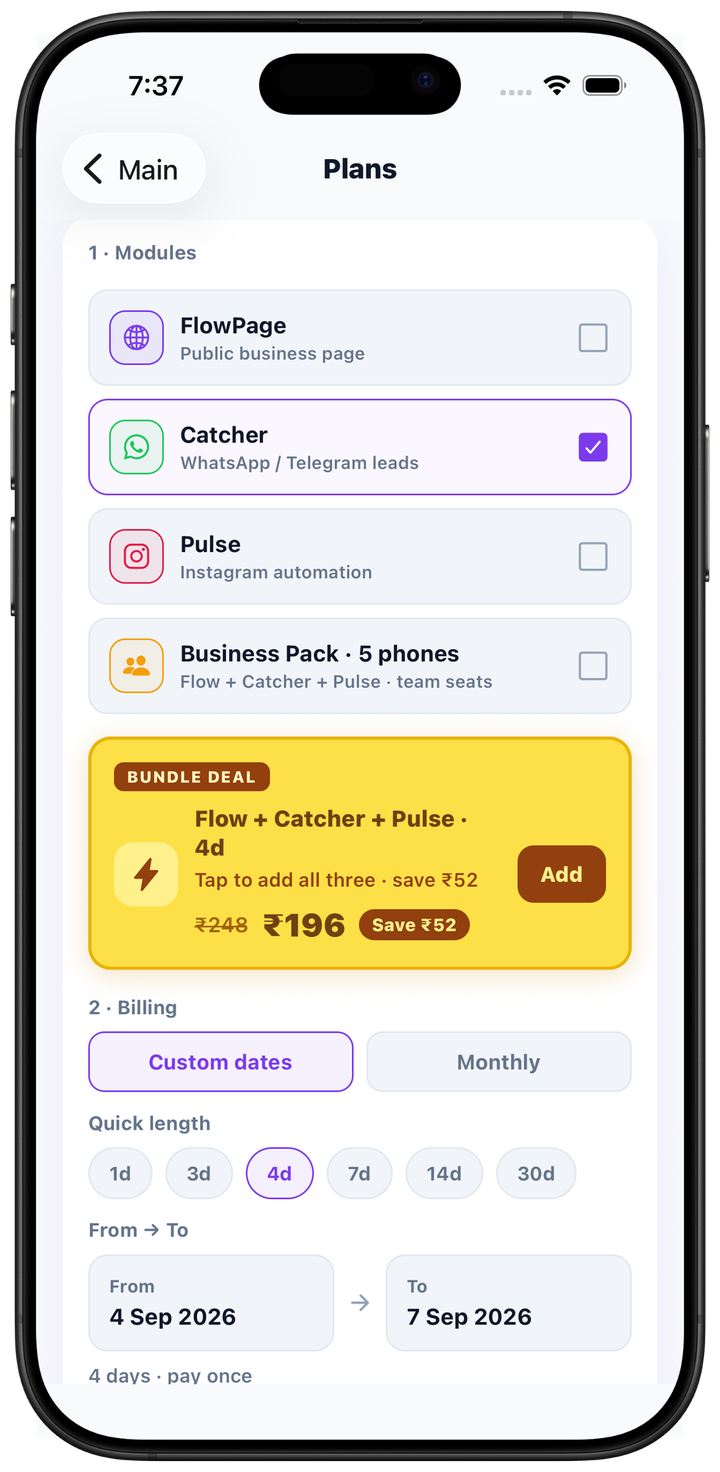 In-app plans